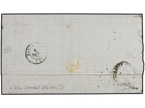 ✉ ESPAÑA. Ed. 168. 1875. TARRAGONA a GENOVA. 50 cts. gris, m