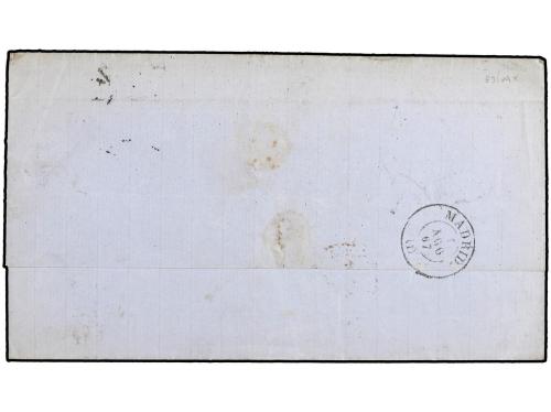 ✉ ESPAÑA. Ed. 92. 1867. JEREZ a LONDRES. 20 cts. lila, mat. 