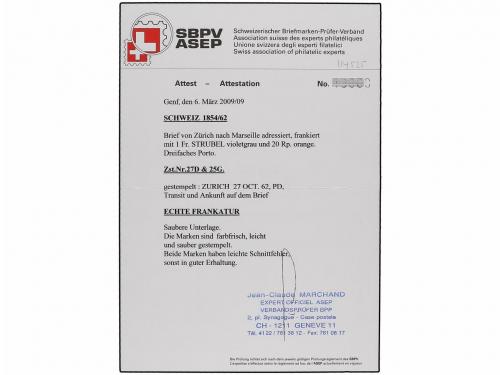 ✉ SUIZA. Ed. . 1862. Entire letter to LYON franked by 1855-5