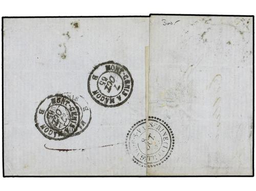 ✉ SUIZA. 1865. Entire letter to BELLGARDE franked by two sha
