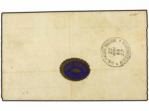 ¿ EGIPTO. Ed. . 1869. Cover to ALEXANDRIA franked by 1867 1