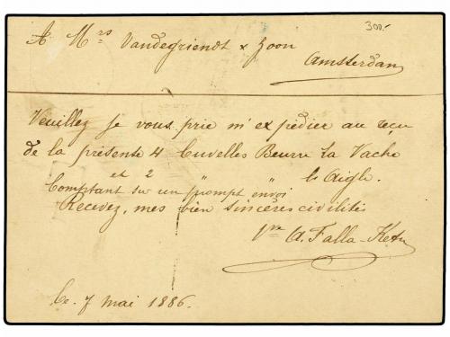 ✉ BELGICA. Ed. . 1886. Belgian 5 c. grey green stationery ca