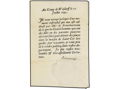✉ ALEMANIA. 1695 (July). Printed Entire letter from ´Camp Wa