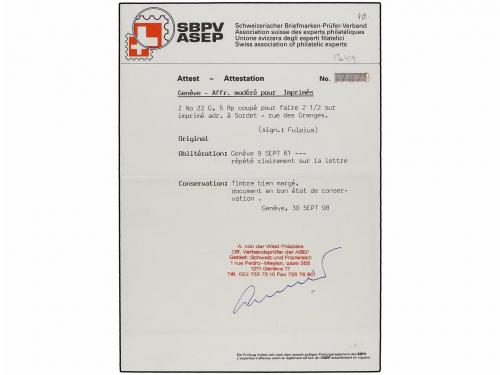 ¿ SUIZA. Ed. . 1861. GENEVE. 5 rp. (Zu. 22G) bisectado para