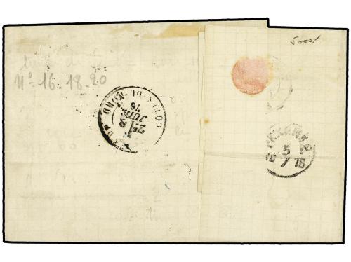 ✉ SUECIA. 1876. Entire letter to FRANCE bearing finr three c
