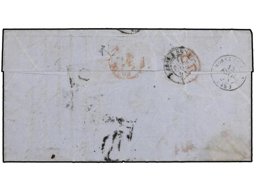 ✉ ESPAÑA. Ed. 89. 1867. BILBAO a FRANCIA. 12 cuartos naranja