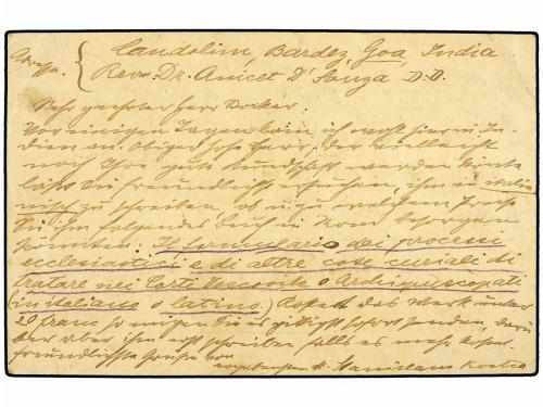 ¿ INDIA PORTUGUESA. Ed. . 1902. 3 r. blue stationery card up