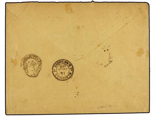 ✉ FRANCIA. 1888. CALLIAN a MARSELLA. 15 cts. azul tasada a l