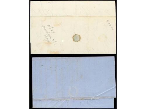 ✉ ESPAÑA. 1858-59. SUAREZ color verdoso (P.E.33,34).