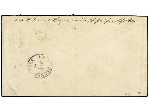 ✉ LAGOS. 1890 (Feb 13). Cover to UEKERMUNDE via Stettin from