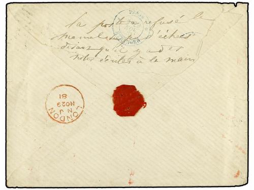 ✉ FRANCIA. Ed. . 1881 (Nov 28). Cover at ´Voie de Mer´ 35 c.