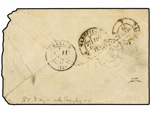 ✉ NUEVA CALEDONIA. Ed. . 1877 (Jan 22). Stampless cover to F
