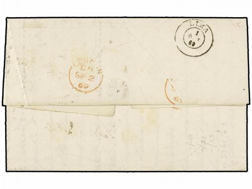 ✉ GRAN BRETAÑA. Ed. . 1869 (Sept 1st). Entire letter to Lima