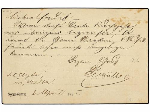 ✉ MALTA. 1885 (April 3). Germany 5pf violet postal stationer