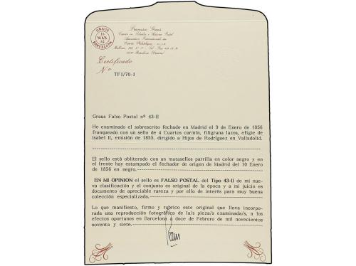 ✉ ESPAÑA. Ed. 40F. 1856. MADRID a VALLADOLID. 4 cuartos rojo