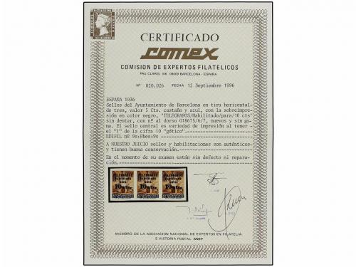 (*) ESPAÑA: AYUNTAMIENTO DE BARCELONA. Ed. 9s+9hes. 10 cts. 