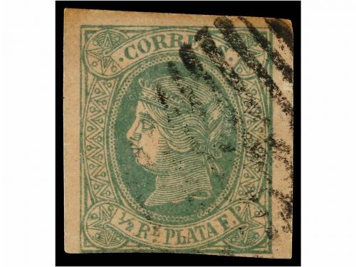 ° CUBA. Ant. 10F. 1/2 real verde s. anteado. FALSO POSTAL Ex