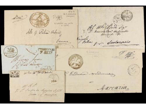 ✉ ITALIA. 1846-64. Conjunto de 9 cartas con marcas ECLESIÁST