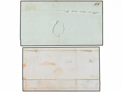 ✉ CHILE. (1850 CA.). Dos envueltas con marcas SANTIAGO y FRA