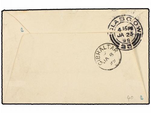 ¿ HUNGRIA. 1899. Envelope to GLASCOW. 3 fil. green tied by A