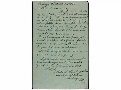 ¿ CHILE. 1895. SANTIAGO a STO. DOMINGO (Rep. Dominicana). En