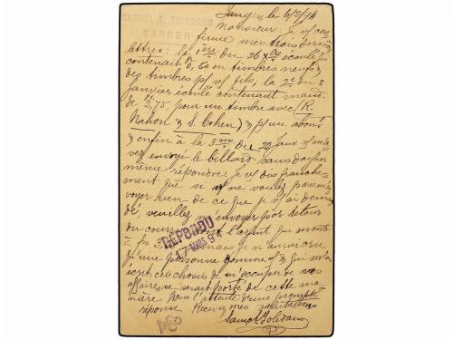 ✉ MARRUECOS. 1894. TÁNGER a PARÍS. Entero Postal de 5 cts. v