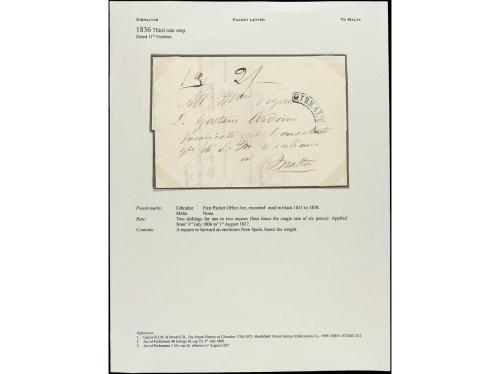 ✉ GIBRALTAR. 1834-37. FOUR covers from GIBRALTAR to MALTA wi