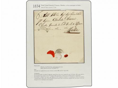 ✉ GIBRALTAR. 1834-37. FOUR covers from GIBRALTAR to MALTA wi