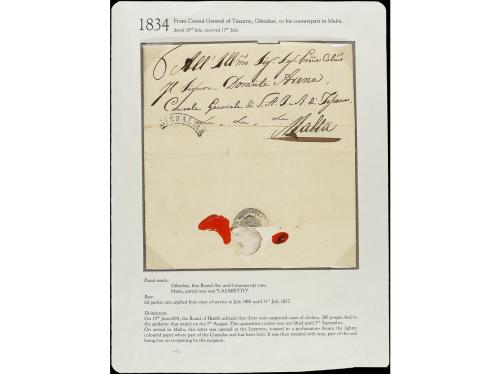 ✉ GIBRALTAR. 1834-37. FOUR covers from GIBRALTAR to MALTA wi