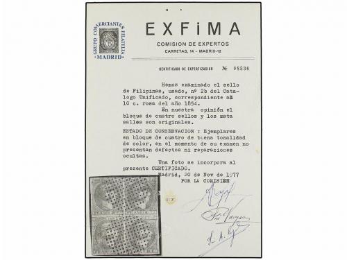 ° COLONIAS ESPAÑOLAS: FILIPINAS. Ed. 2b (4). 10 cts. rosa. B