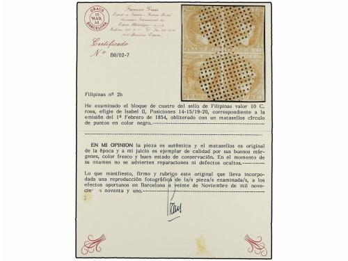 ° COLONIAS ESPAÑOLAS: FILIPINAS. Ed. 2b (4). 10 cts. rosa. B