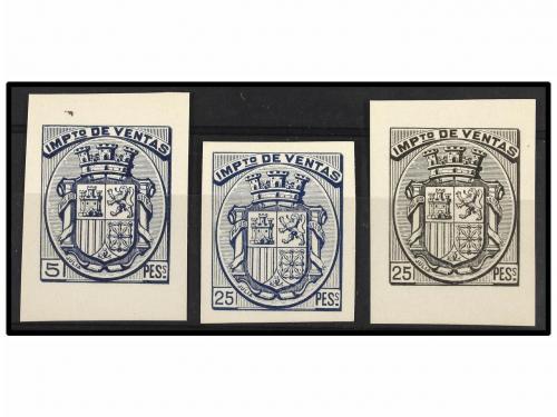 ESPAÑA: FISCALES. IMPUESTO DE VENTAS. Tres PRUEBAS DE PUNZÓN