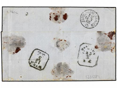 ✉ SUIZA. 1863 (May 11th). Registered cover from Lenzburg to 