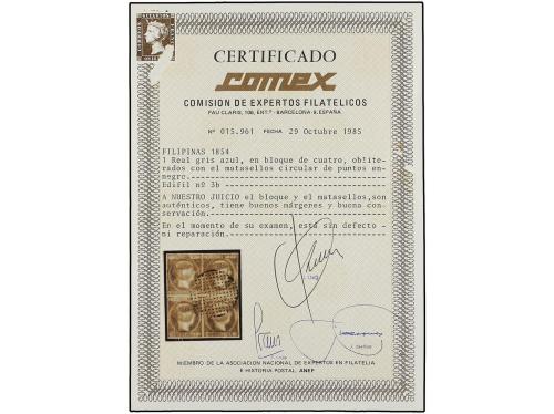 ° COLONIAS ESPAÑOLAS: FILIPINAS. Ed. 3b (4). 1 real azul gri