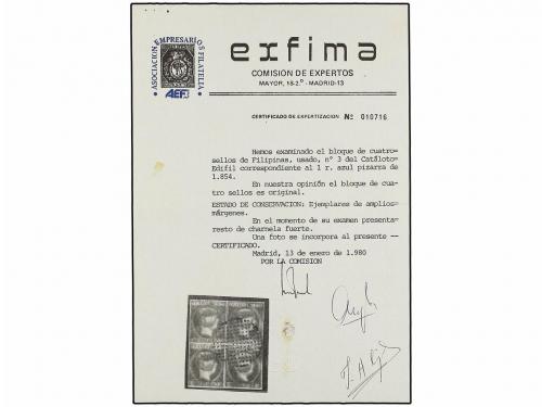 ° COLONIAS ESPAÑOLAS: FILIPINAS. Ed. 3b (4). 1 real azul gri