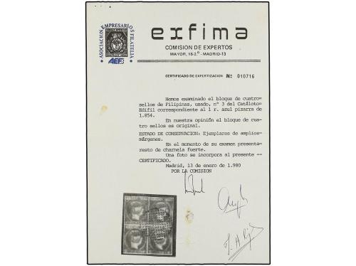 ° COLONIAS ESPAÑOLAS: FILIPINAS. Ed. 3b (4). 1 real azul gri