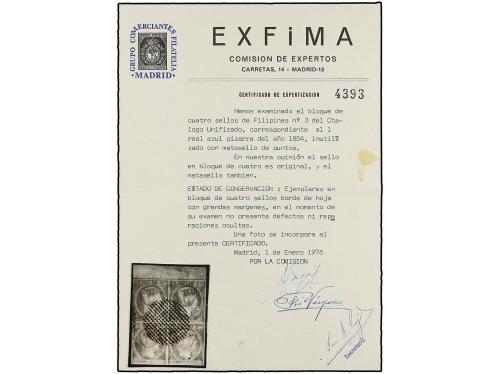 ° FILIPINAS. Ed. 3b (4). 1 real gris azulado (pos. 2, 3, 7, 
