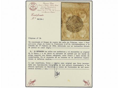 ° FILIPINAS. Ed. 3b (4). 1 real bluish grey (sheet pos. 2, 3