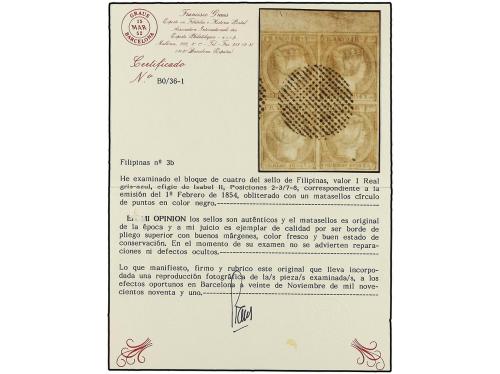 ° FILIPINAS. Ed. 3b (4). 1 real gris azulado (pos. 2, 3, 7, 