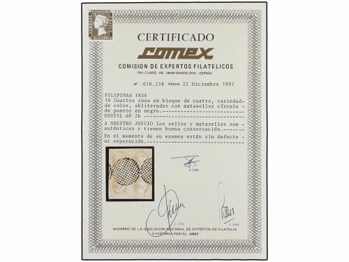 ° FILIPINAS. Ed. 2b (4). 10 cts. rose. Block of four (sheet 