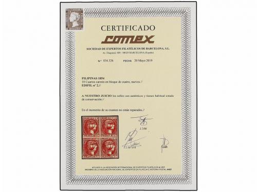 * FILIPINAS. Ed. 2 (4). 10 cuartos carmine. Block of four, o