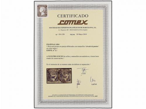 ° COLONIAS ESPAÑOLAS: FILIPINAS. Ed. 3 (2). 1 real azul. Par