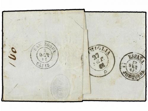 ✉ ITALIA. 1861. VARAZZE a GIBRALTAR. Circulada por tierra ví