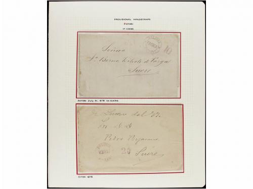 ✉ BOLIVIA. 1878. POTOSI. Cuatro catas con marcas BOLIVIA / F