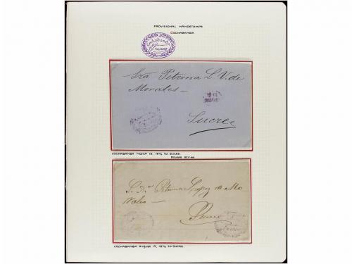 ✉ BOLIVIA. 1874-78. COCHABAMBA. Seis cartas con marcas de CO