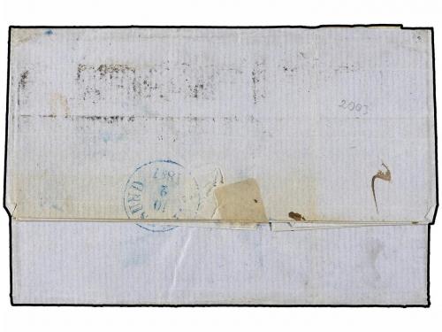✉ DINAMARCA. 1856. Cover from COPENHAGEN to ARENDAL (Norway)