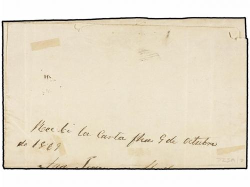 ✉ COLOMBIA. Sc. 38. 1869. Cover from LA MESA to BOGOTA, fran
