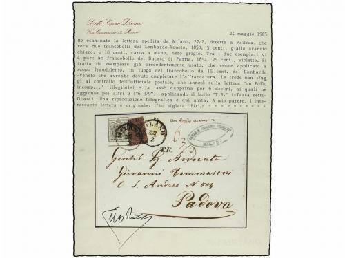 ✉ ITALIA ANTIGUOS ESTADOS: LOMBARDO-VENECIA. 1852. Cover fro