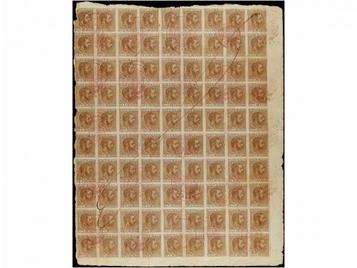 Δ CUBA. Ed. 102F. 10 cts. castaño FALSO POSTAL. Dos hojas de