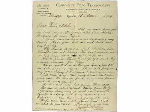 ✉ ANGOLA. 1889. CUNGA (Angola) a U.S.A. Sobre del CAMINHO DE